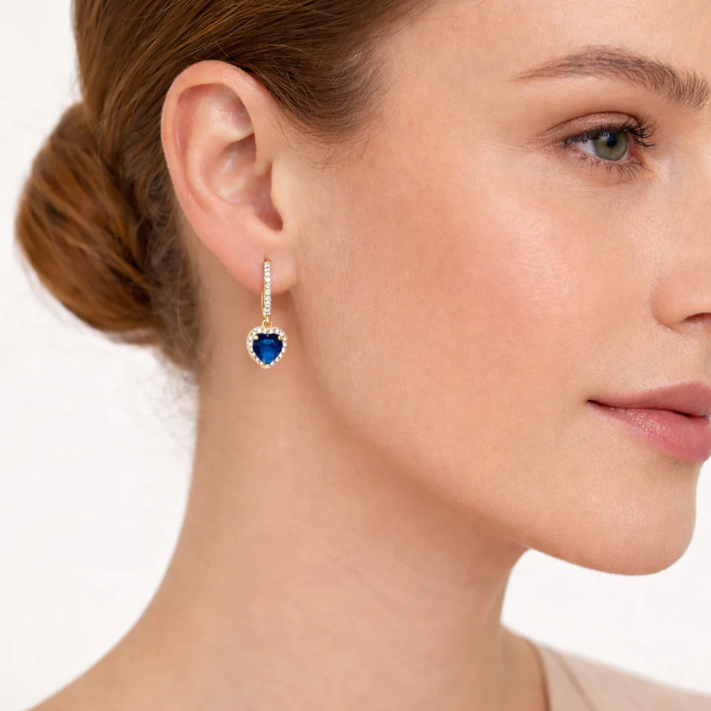Blue Heart Earrings - Image 4