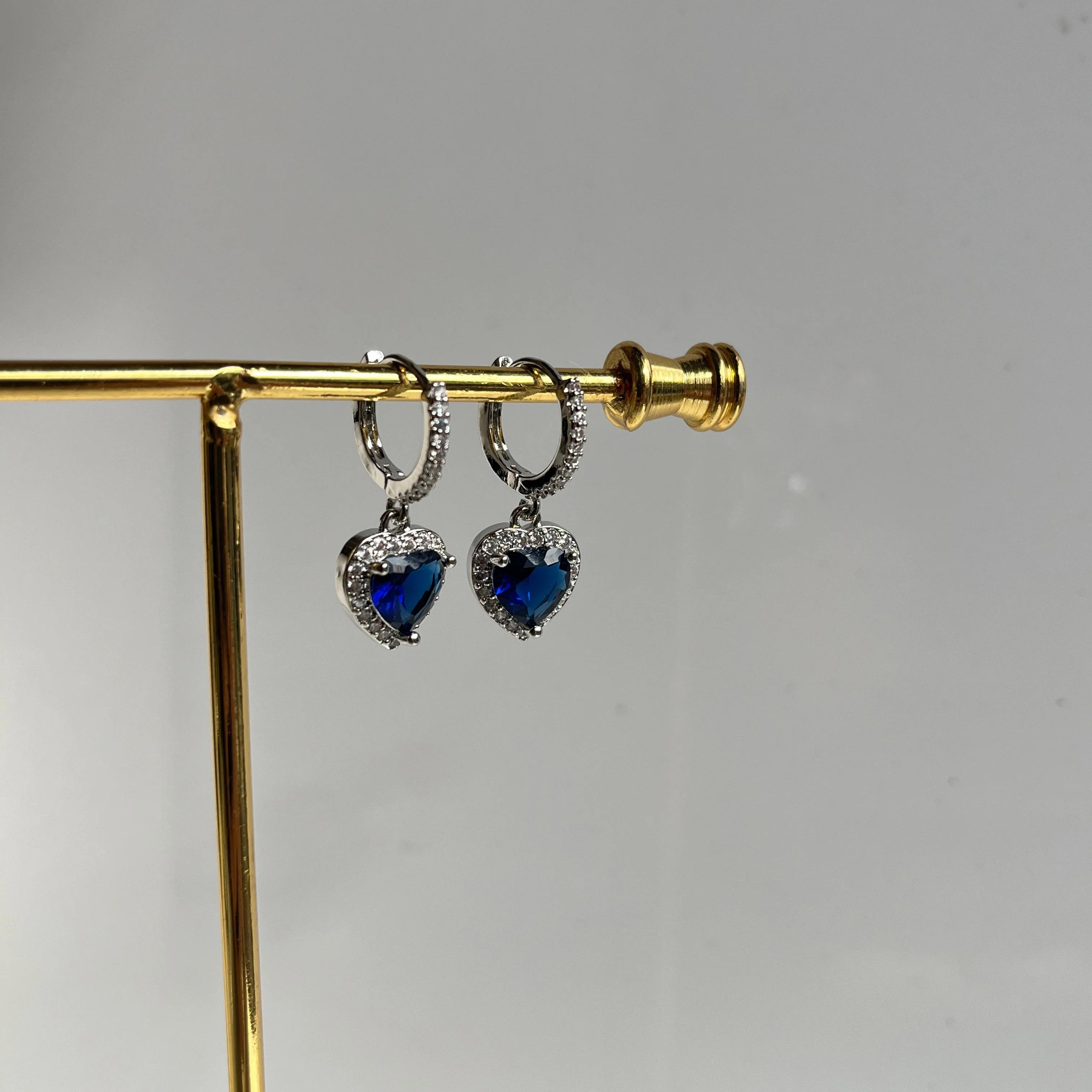 Blue Heart Earrings #Silver - Image 2