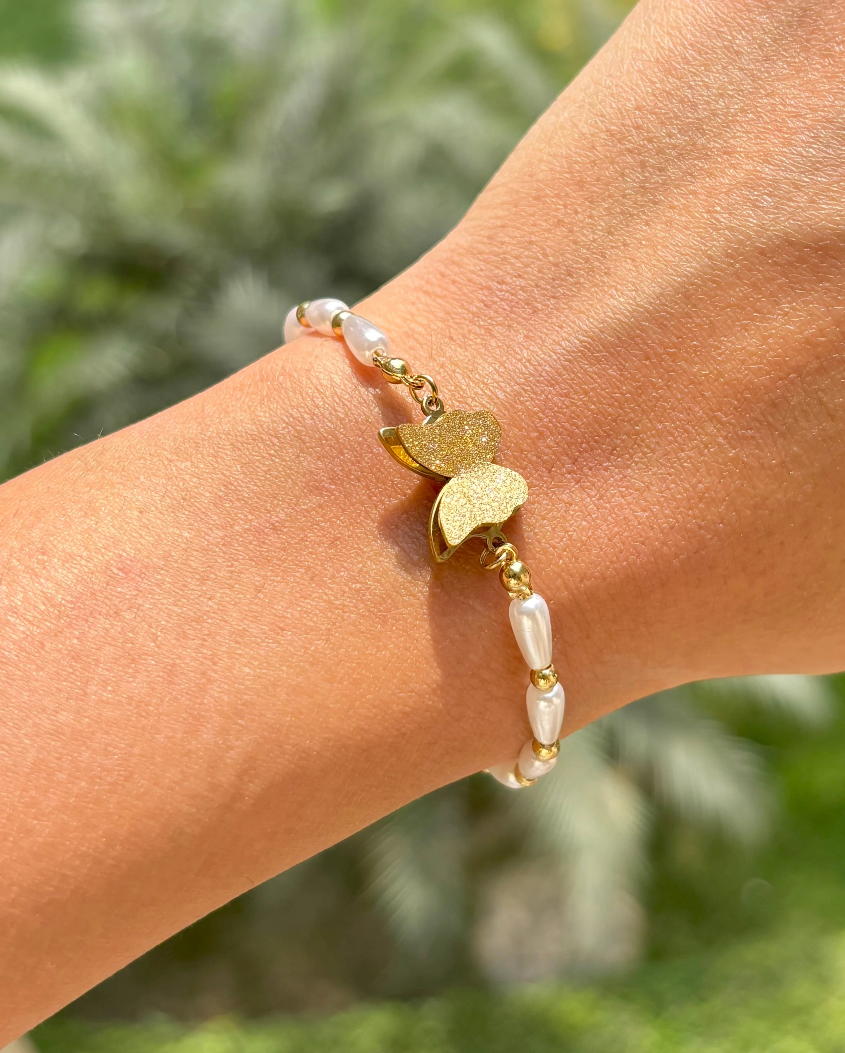 Butterfly Pearl Bracelet - Image 2