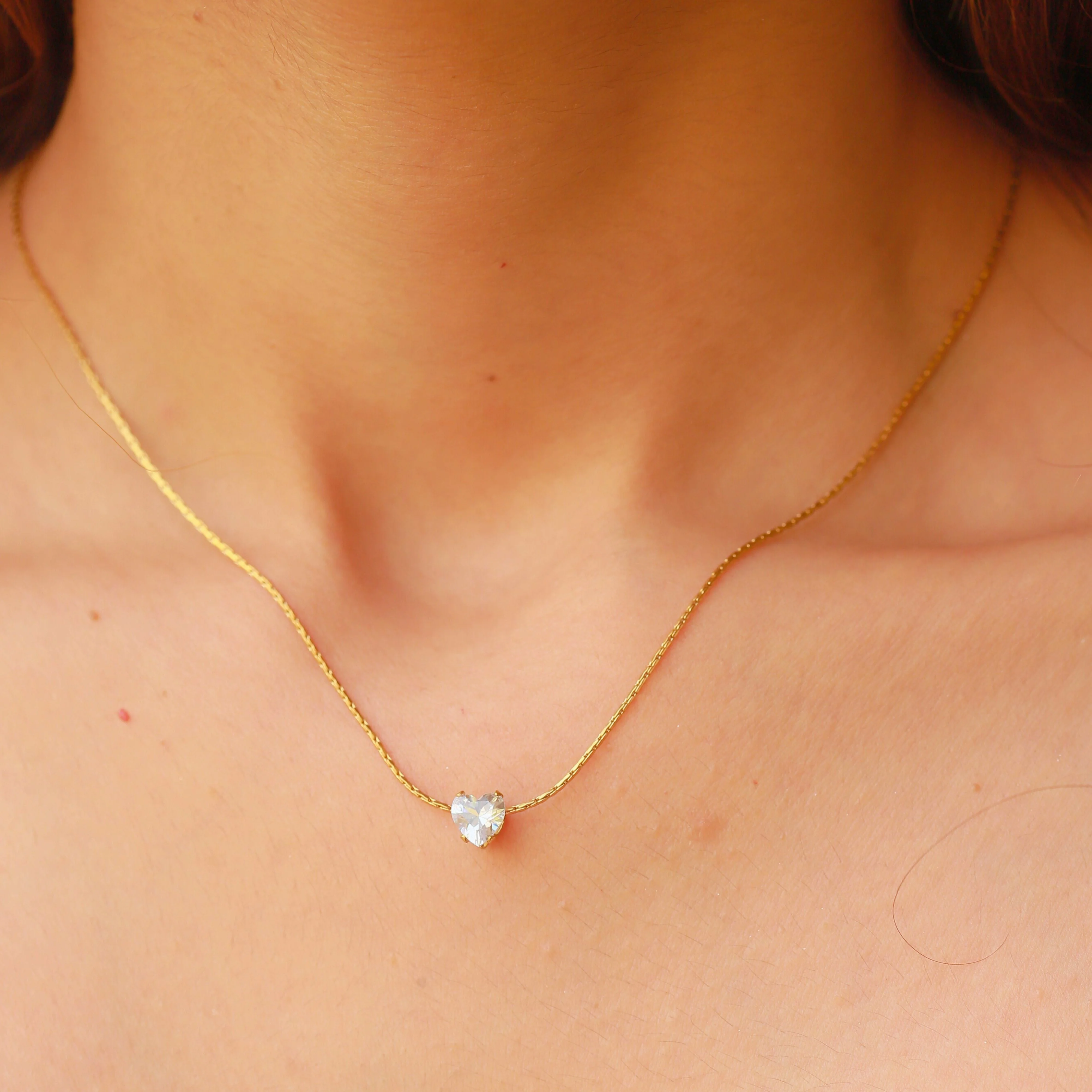Heart Minimal Solitaire Necklace - Image 3