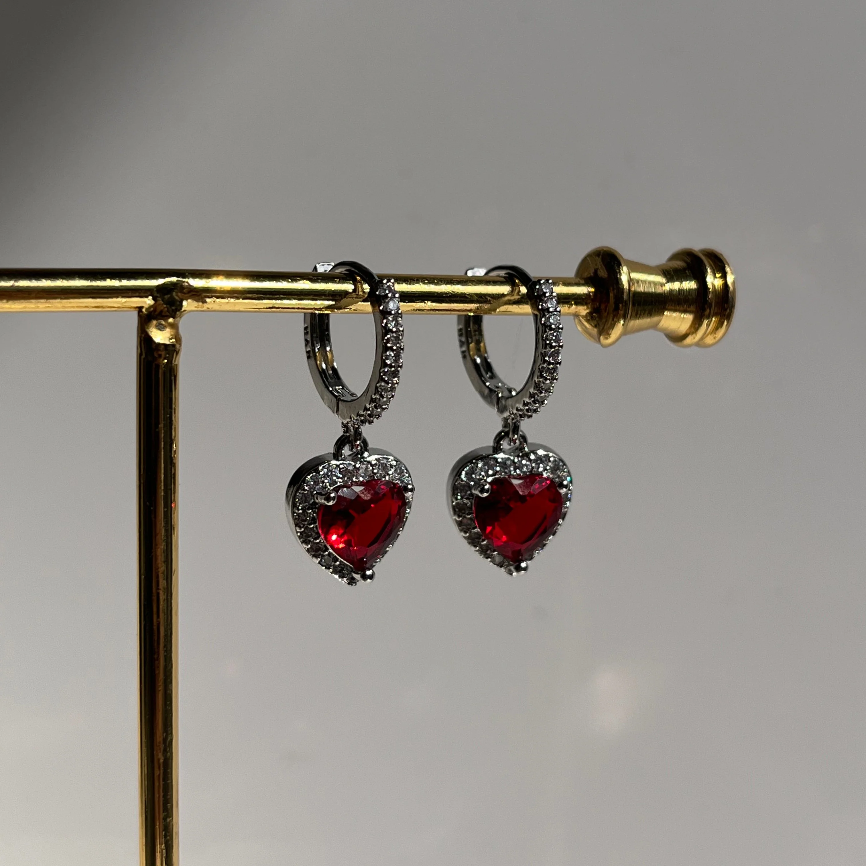 Red Heart Earrings #Silver - Image 3