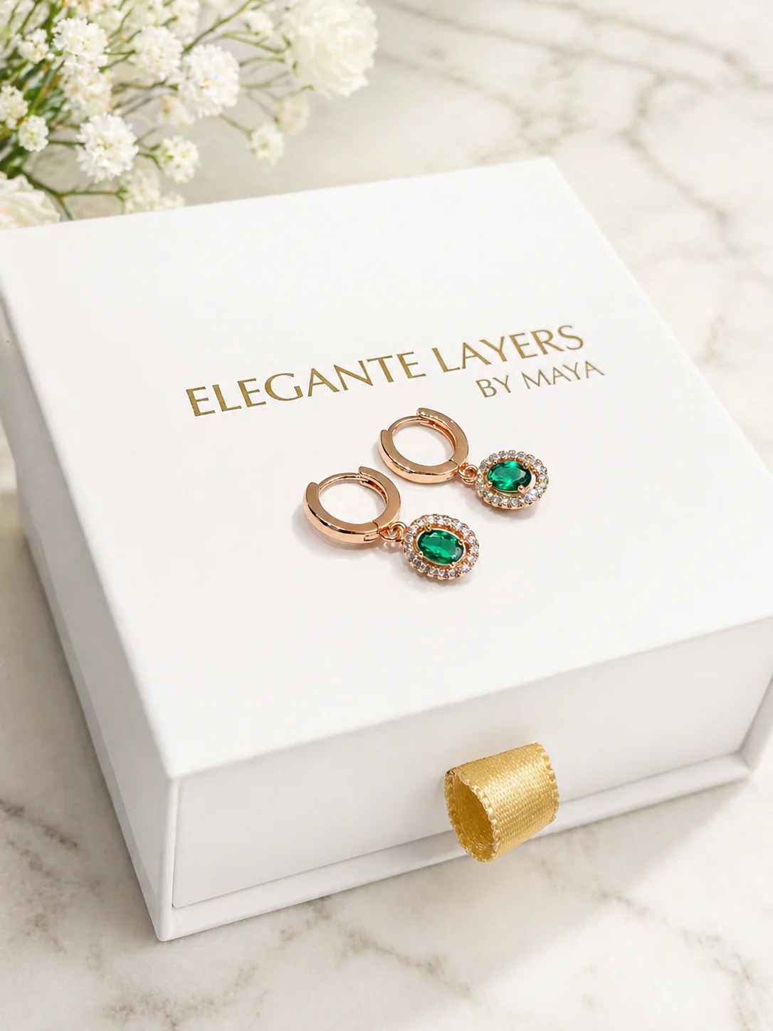 Reesa Emerald Earrings - Image 2