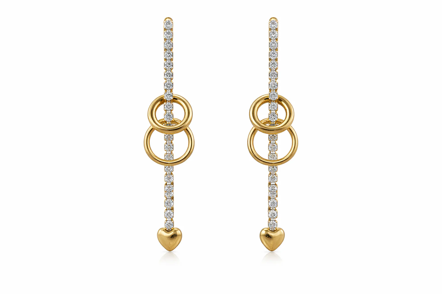 Tennis Heart Drop Earrings