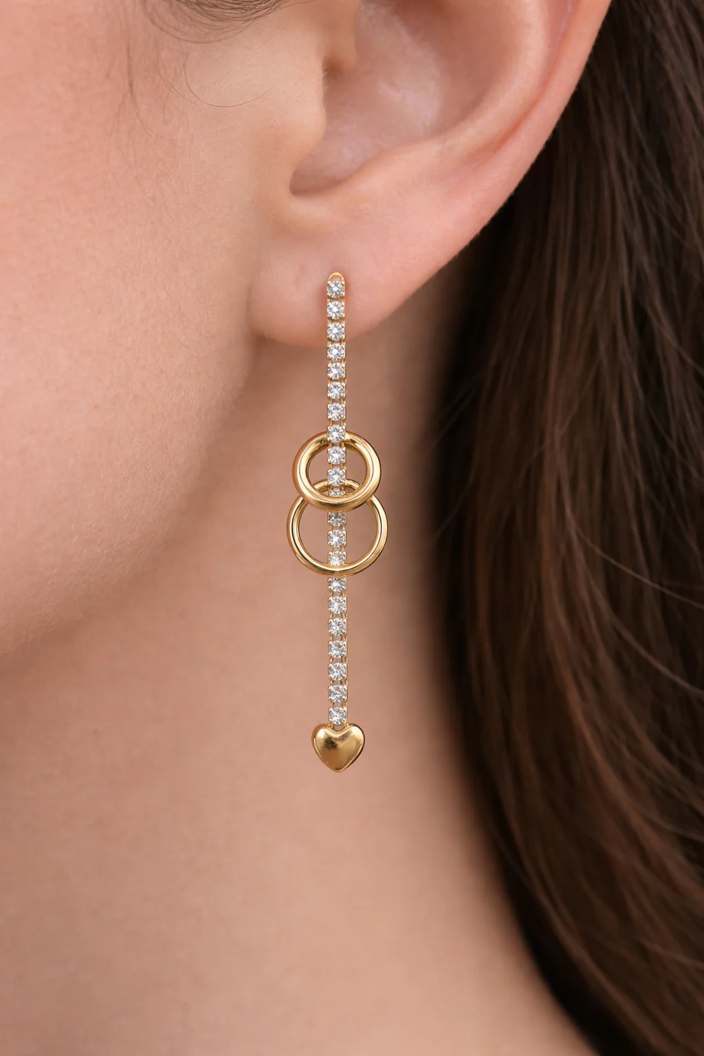 Tennis Heart Drop Earrings - Image 2