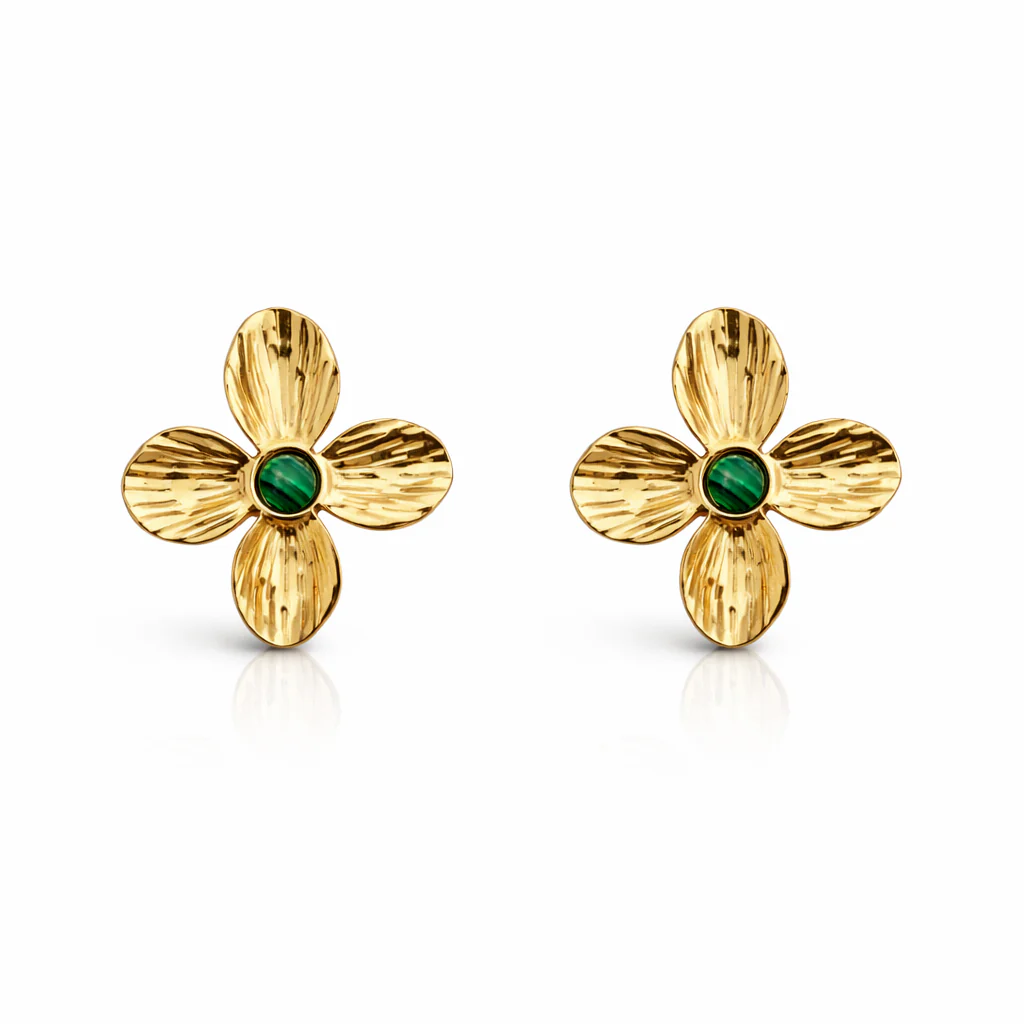 Emerald Flower Earrings