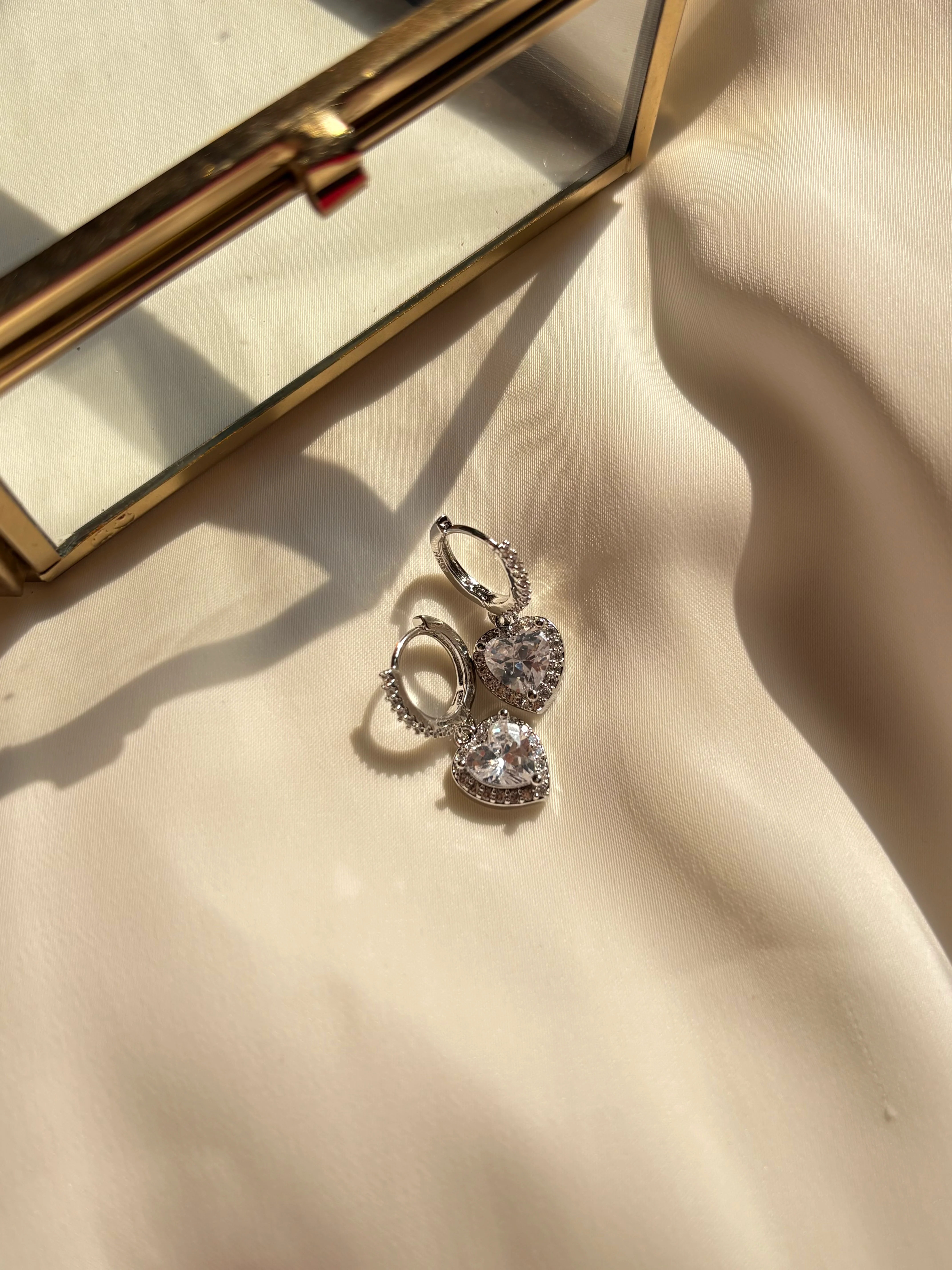 White Heart Earrings #Silver - Image 2